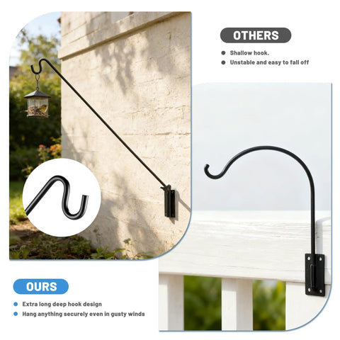 Rock Solid Adjustable Deck Hook Wall Pole Extending Twenty Eight To Forty Three Inches For Backyard Display of bird feeder hanging securely.