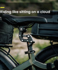 Suspension Seatpost 27.2mm With Dust Sleeve for Road, Mountain and E-Bikes on parked bicycle