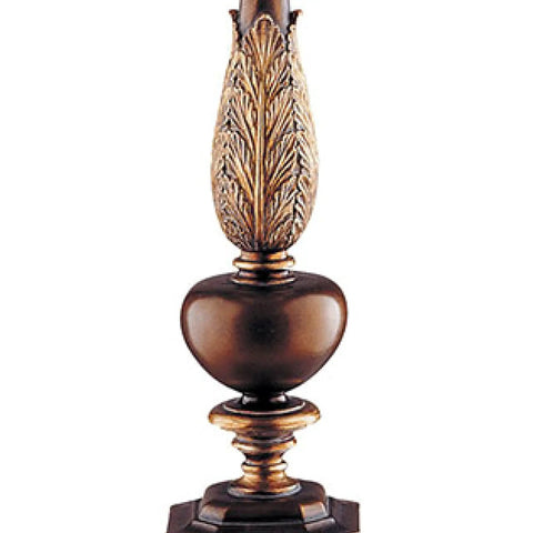 Close-up of Sweet Ginger Buffet Lamp With Ornate Sculpted Base And Tall Traditional Profile Square Faux Silk Shade Medium Base Socket 2 Way Switch Indoor Accent Lighting For Console Sideboard And Living Room, showing gold ornate details.