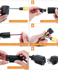 Steps to install 20 Piece Extension Cord Plug Replacement Ends Kit With 10 Male And 10 Female Connectors For NEMA 5-15P 5-15R.