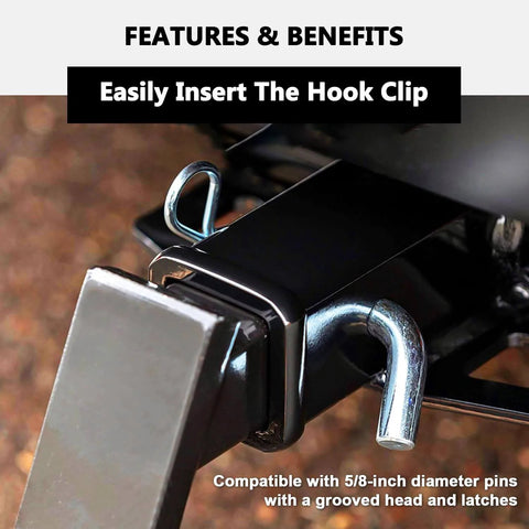 Heavy Duty Trailer Hitch Pin And Clip With Grooved Head, Five Eighths Inch Diameter, Angled One Hundred Five Degrees, Installed