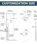 Customization size schematic for Shower Faucet Set Ceiling Mount System With Dope Dual 12 Inch And 6 Inch Shower Heads 2 In 1 Handheld Spray