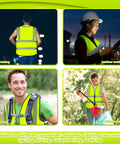 Heavy Duty Reflective Safety Vests Twenty Pack Zippered Mesh Top With Deep Pockets For The Daily Grind And Road Crews worn by runners, outdoor workers, hikers, and volunteers.