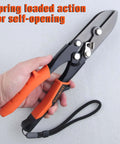 5 Blade Hand Crimpers For Sheet Metal And Ductwork, heavy duty crimp tool with ergonomic handle, spring-loaded, in hand view.