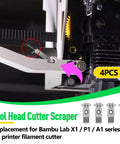 4Pcs Steel Tool Head Cutter Scraper Blades Replacement For X1 P1 A1 Series 3D Printers installed in printer
