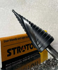 Heavy Duty Step Drill Bit Set For Stainless Steel And Hard Metals, 4 To 32 Mm Metric, 15 Progressive Steps, 5 Percent Cobalt Alloy displayed