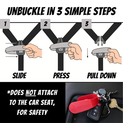 Game Changer One Handed Car Seat Buckle Release Tool And Fast Opener For Arthritis Or Long Nails Saving Thumbs While Working Perfectly On Any Infant Toddler Five Point Harness Gear