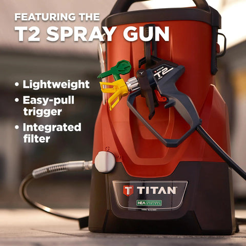 Tough As Nails 18V Cordless Airless Paint Sprayer With Advanced HEA Tech showcasing the T2 spray gun features and design.