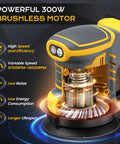 Cordless Palm Sander Tool Only Brushless Motor 5 Inch Random Orbital Sander showing powerful motor detail and speed control.