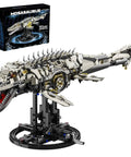 Myth Qholve Mechanical Mosasaurus Building Block Set With Precision Gear System And Hand Crank Motion on interactive display stand