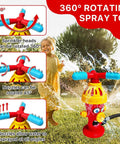 Outdoor Water Sprinkler Toy For Kids Fire Hydrant Style Backyard Sprinkler Attaches To Garden Hose, child playing in yard