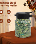 Large Capacity 1000ml Thermal Coffee Carafe And Insulated Tea Pot Stainless Steel Leak-Proof Water Pitcher with floral design