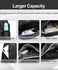 Waterproof Drawstring Gym Bag With Shoes Compartment And Wet Pocket Sports Backpack showcasing large capacity pockets.