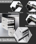 8 Inch Heavy Duty Full Extension Drawer Slides With Smooth Ball Bearing Runners For Kitchen Cabinets, Bathroom Vanities, Garage Tools, Side Mount Rails, Durable Metal Construction, Ideal For DIY Projects, black metal drawer slide specifications