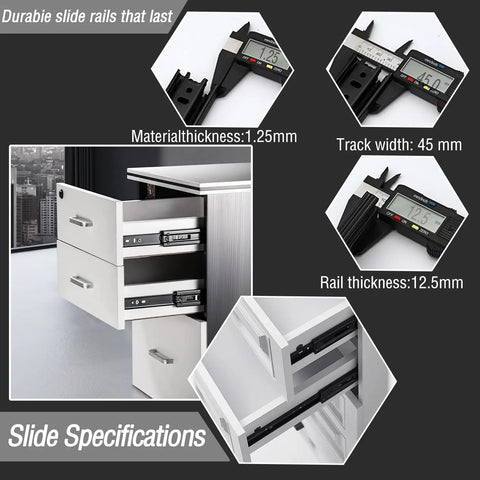 8 Inch Heavy Duty Full Extension Drawer Slides With Smooth Ball Bearing Runners For Kitchen Cabinets, Bathroom Vanities, Garage Tools, Side Mount Rails, Durable Metal Construction, Ideal For DIY Projects, black metal drawer slide specifications