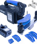 Cordless Electric Pipe Bender For Soft Copper And Aluminum Tubes 1/4 To 7/8 Inch with battery and bending accessories.