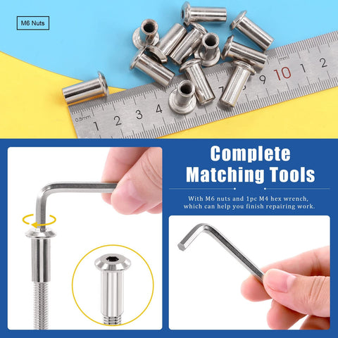 M6 Hex Drive Socket Head Cap Screws Kit with M4 hex wrench and barrel nuts for furniture assembly