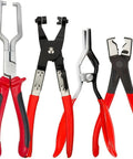 Heavy Duty Hose Clamp Pliers Kit With Thickened Jaws And Gloves Squeeze Straight Auto Clamps On Water Pipes Fuel Tubing Like A Boss Without Slipping, four pliers