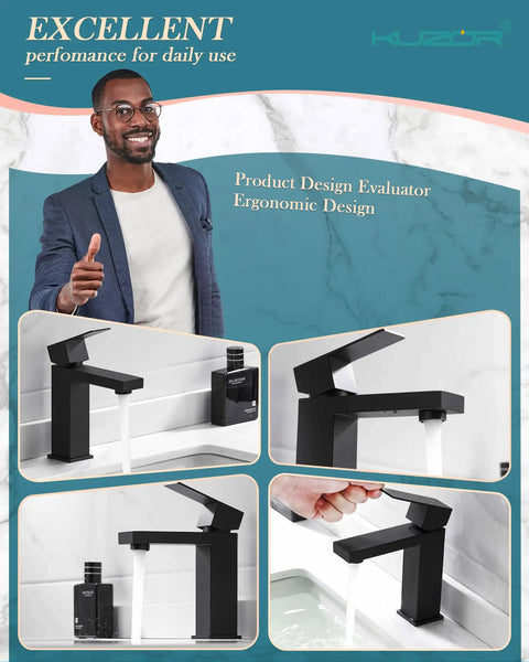 Single Hole Matte Black Bathroom Faucet With No Fuss One Handle Pop Up Drain 304 Stainless Steel Drip Free Ceramic Cartridge