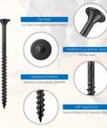 Pro Grade Heavy Duty Star Drive Deck Screws 10 By 3 Inch Black showing flat head, modified truss washer head, and aggressive threads.