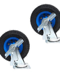 Heavy Duty Beef Pneumatic Rubber Caster Wheels With Swivel Brake Castors Shock Absorbing Industrial Floor Casters 8 Inch visible from the side