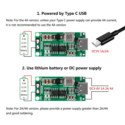 Plug And Play Duo Pack Of Solid Type C Bms Boards Offering 3s 4a Charge Rates With Integrated Step Up Boost Circuits diagram, 39x18x6mm.
