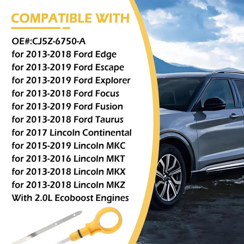 Product details for Professional Double Hole Engine Oil Dipstick Replacement OEM CJ5Z6750A with compatible Ford and Lincoln cars.