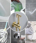 Collage showing uses of Warm Water Bidet Sprayer With Hot And Cold Brass Rough In Valve And SUS304 Stainless Steel Round Handheld Attachment