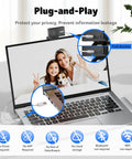 Plug-and-play setup of 4K Streaming Webcam for PC and Mac With All Metal Unibody, Sony One-Half Inch Sensor, PDAF, privacy cover visible