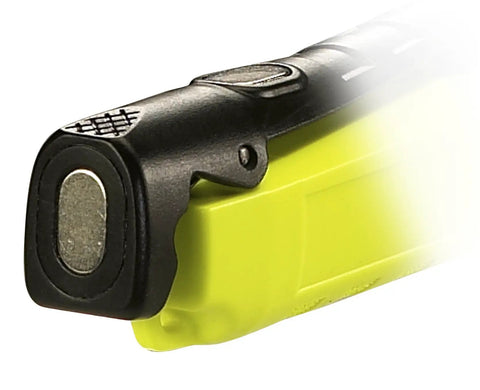 Close-up of Dualie 3AA 245 Lumen Magnetic Intrinsically Safe Industrial Flashlight With Spot Flood Beam Hands Free Magnet Clip