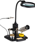 LED Magnifying Lamp With Third Helping Hand And Soldering Iron Holder For Hands-Free Soldering, Adjustable Arm, Bright LED Illumination
