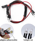 LED Lights Kit For RC Crawler Redcat Ascent 18 One Eighteen Scale With Front Spotlight And Taillights 3D Printed Resin Housing High Brightness LEDs Built In Controller For Easy CH3 Mode Switching Dope Upgrade Accessories showing cables and LEDs