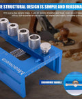 Adjustable Dowel Jig Kit And Biscuit Jointer Set with bushings and ergonomic handle on a woodworking bench