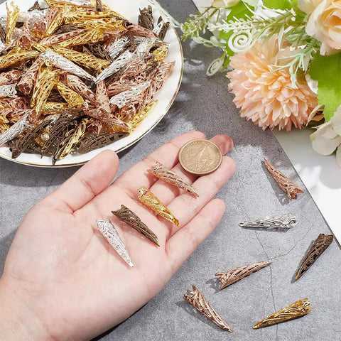 40 Pcs Bolo Tie Tips Set In 4 Colors, 1.4 Inch Long Brass End Caps, 9mm Bolo Tie Findings For DIY Crafts And Clothes Decor, Retro Western Style Dope Accessories Replacement Buckles.