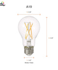 TruWave LED Light Bulb 60W Equivalent 8W 800 Lumens Soft White 2700K Dimmable A19 With E26 Medium Base Clear Finish