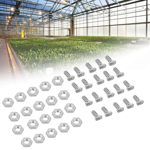 50 Pack Greenhouse Nuts And Bolts Kit For Do It Yourself Heavy Duty Rectangle Head Bolts And Nuts Replacement Parts For Shelving And Garden Structures