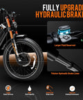Rad Off Road Electric Mountain Bike For Adults Packing A 5600W Dual Motor to Shred Trails shows upgraded hydraulic brakes and tire.