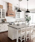 Dope Black Industrial Pendant Lights 3 Pack, Barn Shade Bar Kitchen Island Lighting in modern white kitchen setting