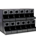 Front view of 12 Count Modular Merchandiser for Coffee Stations with Slim Space Saving Design and Easy Access Dispense Bin