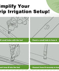 Diagram of using 2 In 1 Drip Irrigation Punch Tool Kit With Hole Puncher, Hose Cutter, Drip Plugs And 1/4 Inch Barbed Connectors.