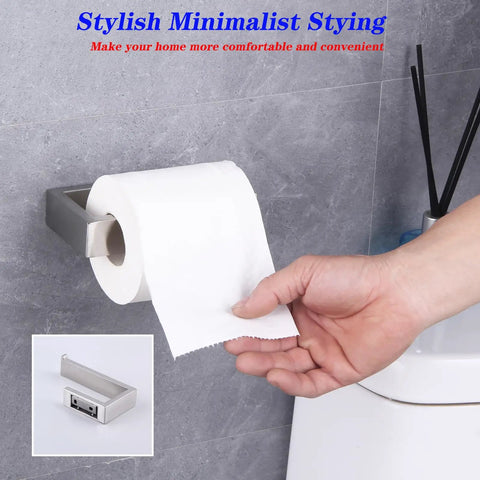 Contemporary Stainless Steel Wall Mounted Two Piece Bathroom Hardware Set With Brushed Finish For Towel Ring And Toilet Paper Holder Dope