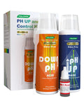 PH Up and Down Control Kit with 9oz and 9oz Buffer Solutions for Hydroponics, bottles and box, front view