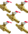 Pack of 5 1/2 Inch PEX Brass Ball Valve Shut Off For Cold And Hot Water Easy Plug And Play Push To Connect No Soldering Needed
