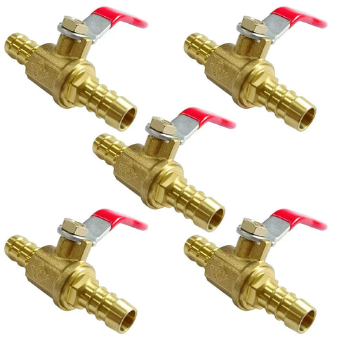 Pack of 5 1/2 Inch PEX Brass Ball Valve Shut Off For Cold And Hot Water Easy Plug And Play Push To Connect No Soldering Needed