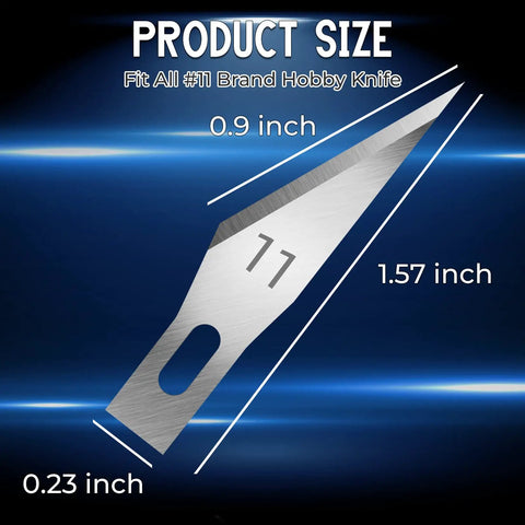 Diagram showing dimensions of 100 Pack Exacto Knife Blades Number 11 Replacement Blades With Storage Box For Crafting Scrapbooking Stenciling Hobbies And Precise Cutting Projects For Diyers