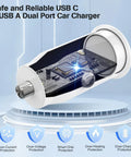Internal view of 48W USB C Car Charger With Dual USB Ports Fast Charge For iPhone 17 16 15 Series Pro Max Air iPad Samsung