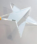Super Slick Clear Acrylic Coaster Templates For Woodworking Router Guides Dead Simple Laser Cut Craft Jigs Star Shape being held.