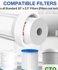 Whole House Water Filter Housing Inline 10 Inch Sediment Filter with 3/4 Inch NPT inlet outlet cartridge compatibility