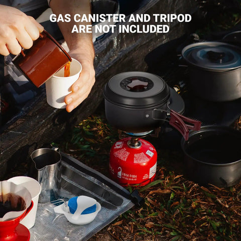 Durable Camping Cookware Set With Nonstick Hard Anodized Aluminum Pots And Pans Mess Kit For Outdoor Cooking; tableware visible