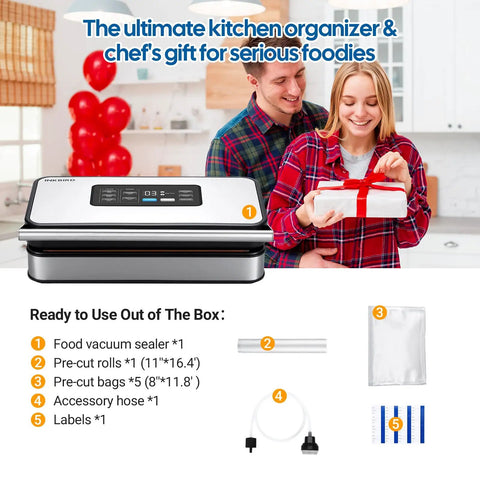 Powerful 160W Double Pump Vacuum Sealer Machine For Quick Food Preservation Auto Pro Seal For Liquid Moist And Dry Foods included accessories